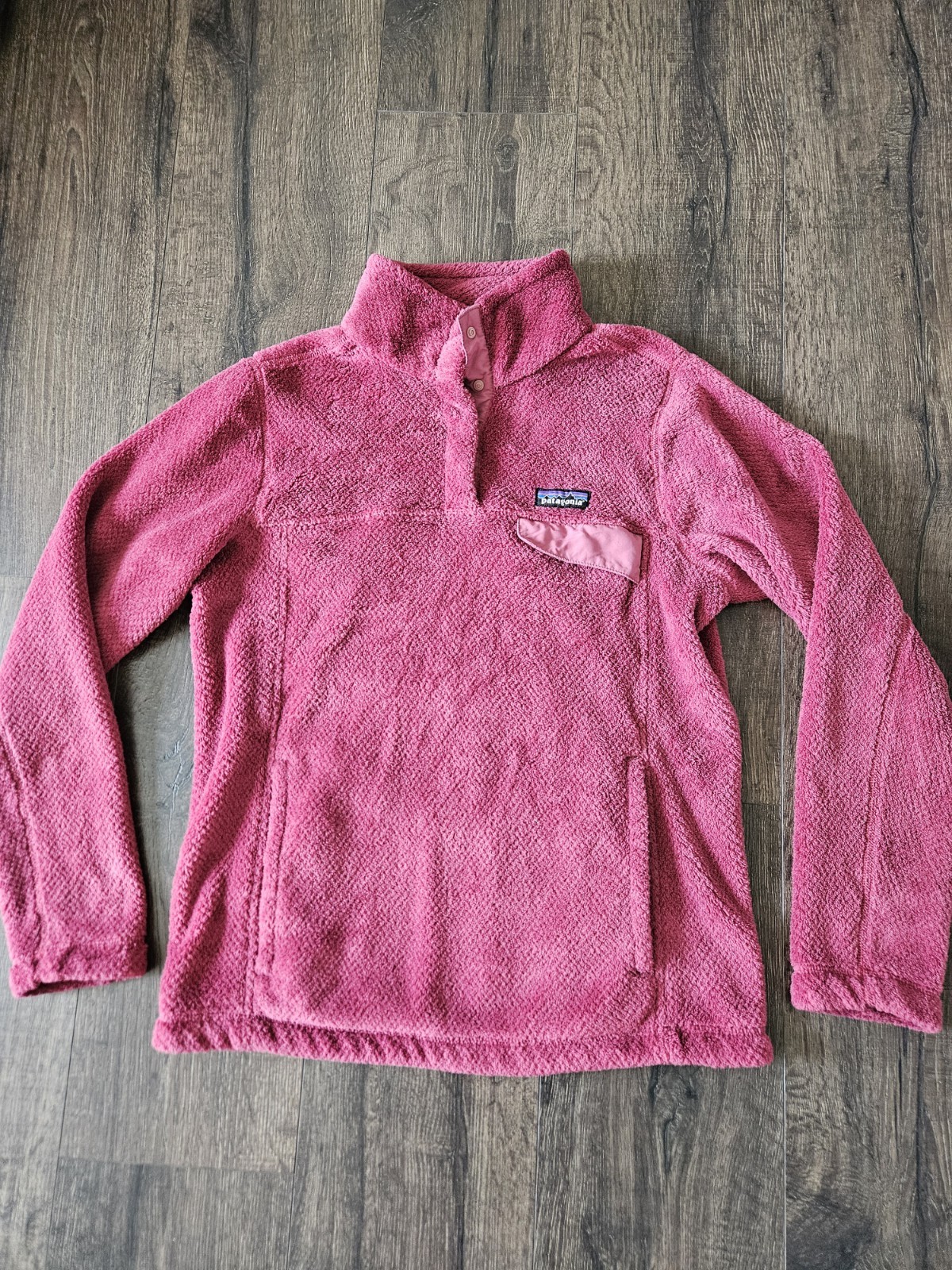 Patagonia Snap-T Sweater Womens Medium Pink Pullover Fleece Pockets Hiking 