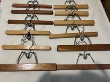 Vintage Wooden Clamp Hangers Pants Skirt Trousers Lot of 12