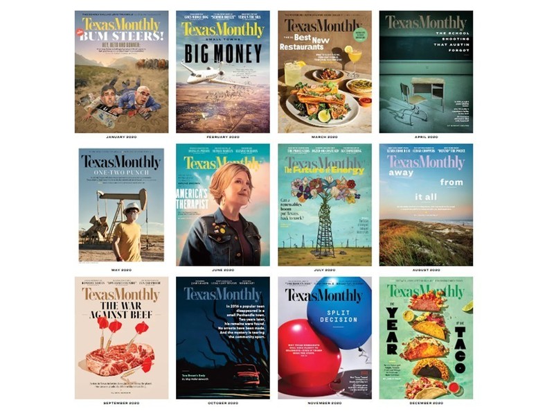 2020 TEXAS MONTHLY Magazine Lot - Complete Year - All 12 Issues