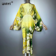 Boho  Beach Dress  Boho Print Abaya Muslim  Dubai Luxury Maxi Dress Party Kaftan