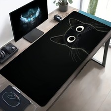 2D Ideal Gift Gaming Mouse Pad Cute Black Cat Desk Mat for Office Computer Decor