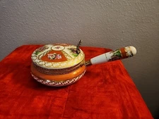 Porcelain Silent Butler Crumb Catcher Floral & Gold Gilded Dish