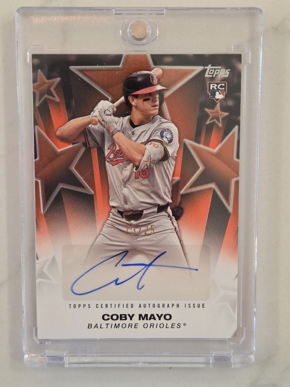 2025 Topps Series 2 COBY MAYO Baseball Stars Insert Rookie RC Auto Orange #/25