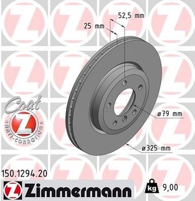 Zimmermann 150.1294.20 Standard Coat Z Disc Brake Rotor