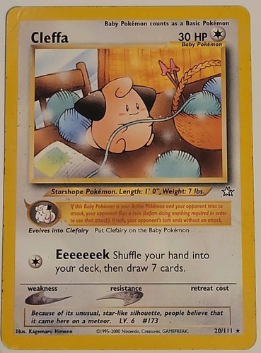 Pokémon TCG Cleffa Neo Genesis Card 20/111 Regular Rare LP/MP Vintage WOTC 2000