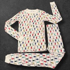 Hanna Andersson Organic Cotton Pajama Set Kids Size 12 Christmas Lights Holiday