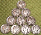 Group of Ten 1944-P Mercury Dimes