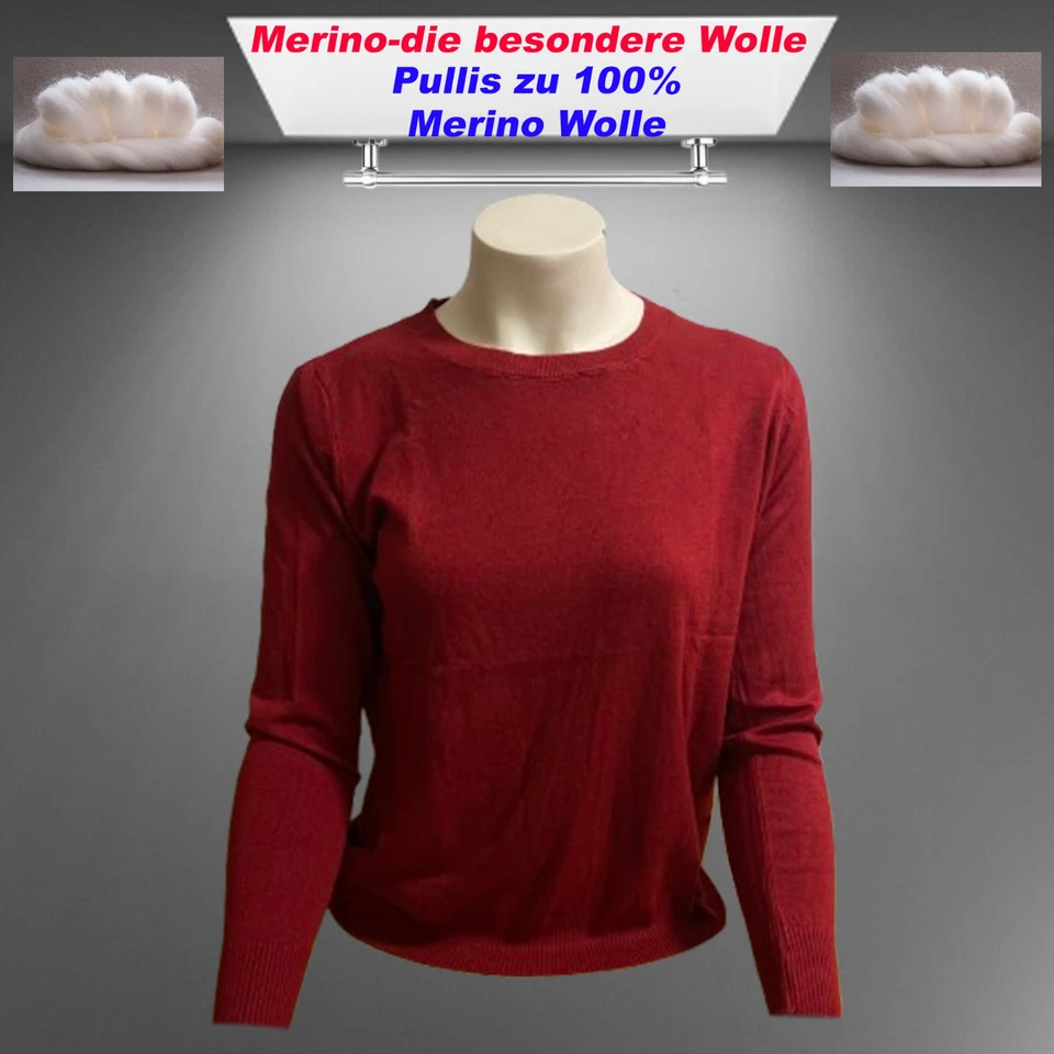 Modischer Damen Pullover 100% Merino Wolle Rundhals 38 bis 42 7 Farben Neu - Bild 2 von 4