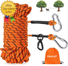 Dog Tie Out Cable for Camping 50Ft Dog Runner for Yard Hold up to 350Lbs