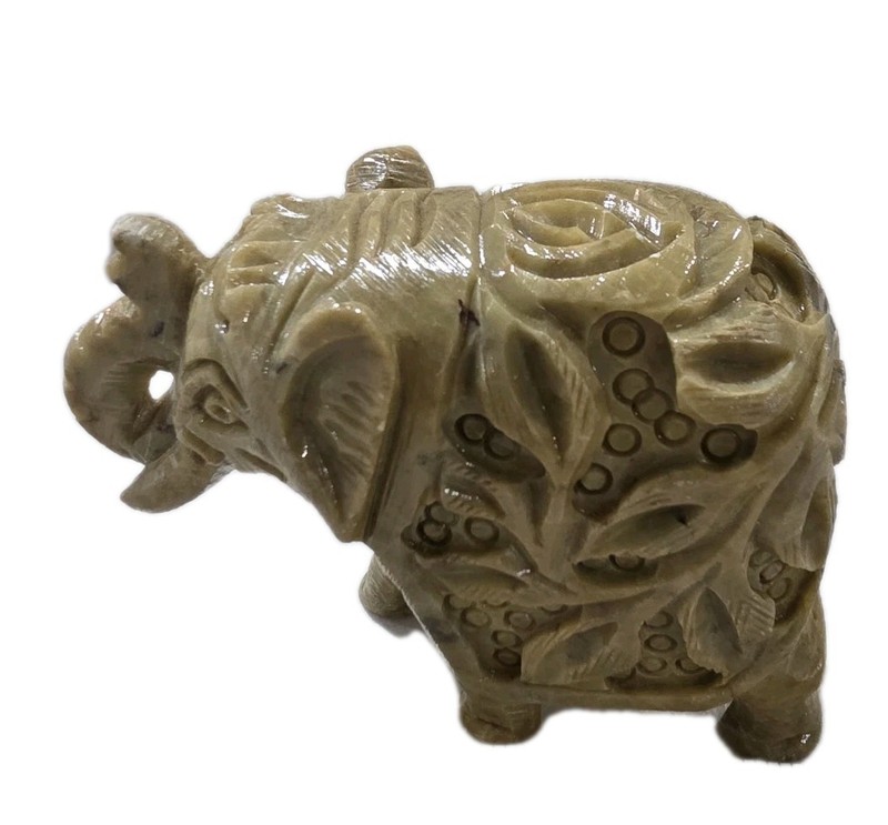 Vintage Marble Soapstone Carved ELEPHANT 3 Inches 