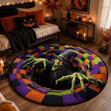 3D Halloween Monster Rug Round Quilted Floor Mat Spooky Scary Home Decor