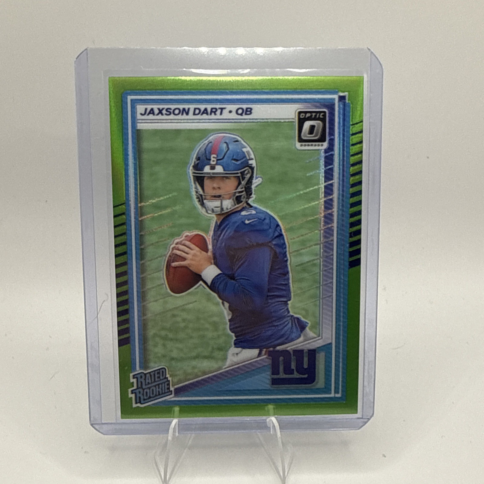 2025 Panini Donruss Optic Jaxson Dart Rated Rookie Lime Green 30/50 #273 (CLEAN)