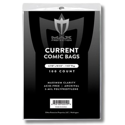 Max Protection Max Pro Current Comic Bags-6-7/8''x10-1/2 Protection-100 Bags