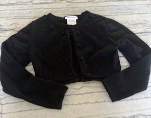 Bonnie Jean Girls Black Beaded Cropped Cardigan Sweater Size M