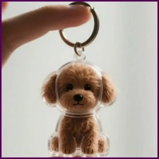 Dog Shape Dog Hair Storage Box Hair Grooming Transparent Pet Hair Keychain.