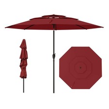 10ft Patio Umbrella, 3 Tier Vented Outdoor Market Table Umbrella with Push Bu...