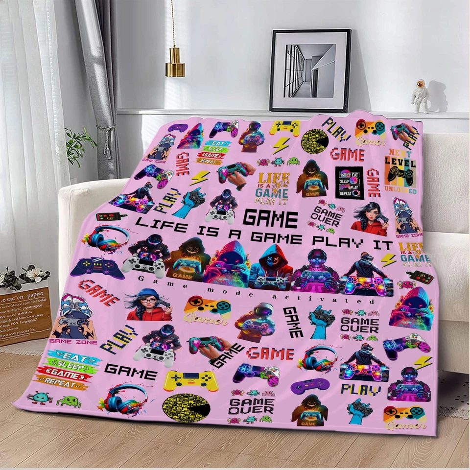Gaming Throw Blanket, Soft and Cozy Gaming Blankets for Girls, for Women and ... - Image 2 of 4
