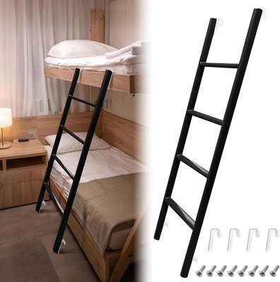 RV Bunk Bed Ladder, 55'' Interior Adjustable Travel Trailer Twin Black 