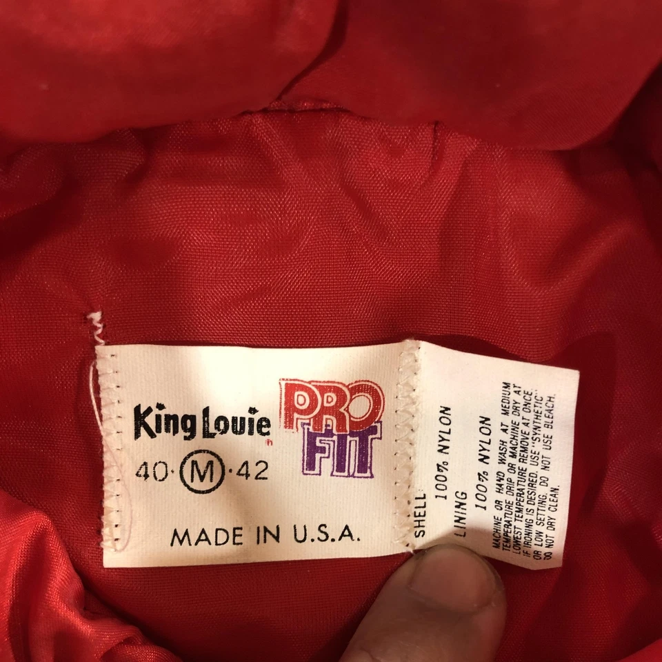 Vintage Stardust Las Vegas Jacket Mens Medium Red King Louie Windbreaker 80s - Image 3 of 4