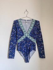 Free People Nowhere To Be Bodysuit in Blue Combo Size XS