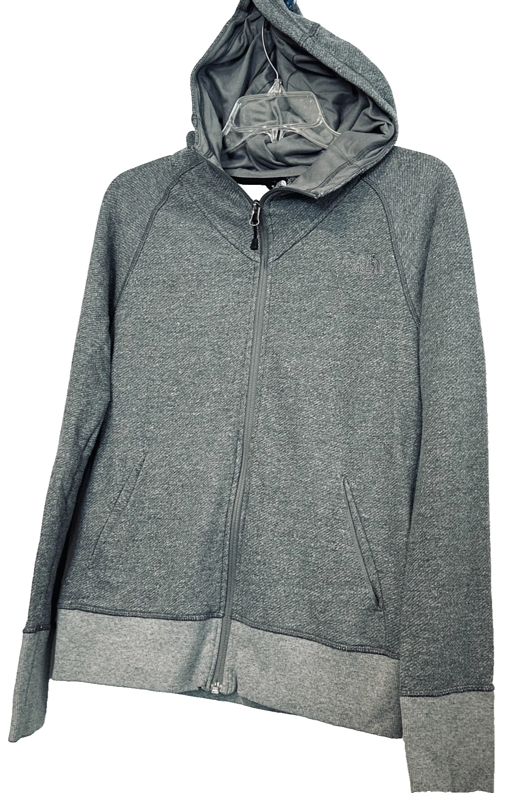 The North Face Full Zip Hoodie Sweatshirt Grey Long Sleeves Womens Size Medium