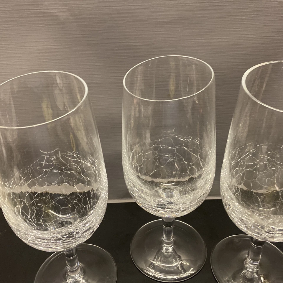 PIER 1 taças de vinho/chá craqueladas ARTIGO APOSENTADO corte de barra craquelada design popular - Imagem 3 de 4