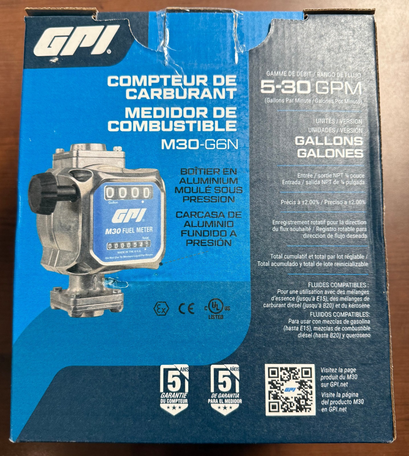 GPI M30-G6N Mechanical Fuel Meter - 5-30 GPM - Part #165100-03 - NEW