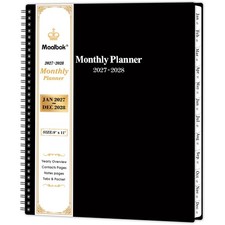 2027-2028 Monthly Planner/Calendar - January 2027 - December 9" x 11", Black