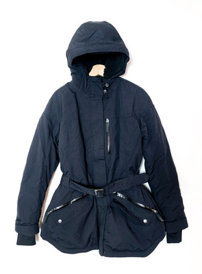Columbia Carson Pass II Parka XL Black Fleece Hooded Omni Heat Belt Coat WL4105