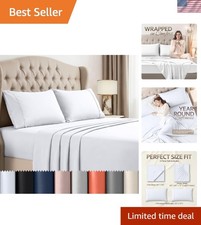 Queen Size 4 Piece Sheet Set, Extra Soft Cooling Breathable Microfiber, Inc...