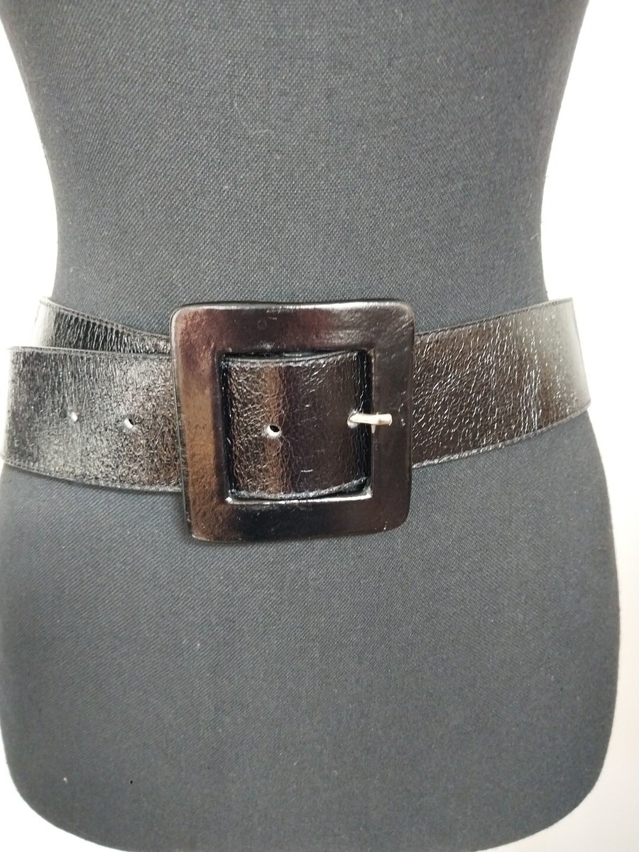 Leatherock USA Vintage Black Genuine Leather Waist Belt Square Buckle Size M 32‎ VTG Leatherock 1992 100% Leather/Stone/Metal | Mercari main image 4