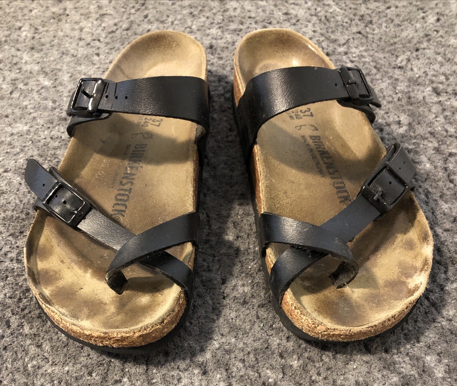 Birkenstock MAYARI Toe Loop Sandals Black Buckles Women's SZ 37 US
