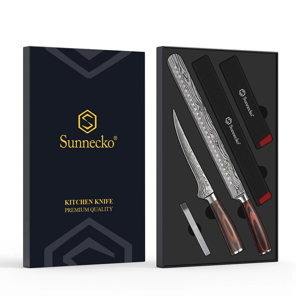 Sunnecko 2PCS BBQ Carving Knives Set High Carbon Stainless Steel Slicing Knife - Imagen 2 de 4