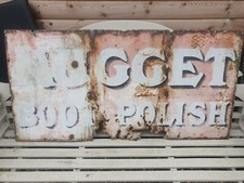 Vintage Vitreous Enamel Advertising Sign Nugget Boot Polish