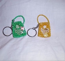 DISNEY STORE BELLE  LITTLE MERMAID SPARKLING BEADED PURSE KEYCHAINS DOLL CHARMS