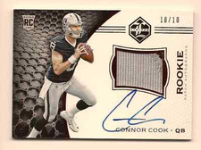 CONNOR COOK 2016 PANINI LIMITED FOOTBALL ON CARD ROOKIE PATCH AUTO /10