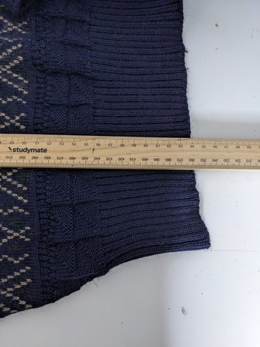Vintage 3D Cable Knit Jumper Mens 18 Blue 100% Pure New Wool Made In Australia - Picture 9 of 9