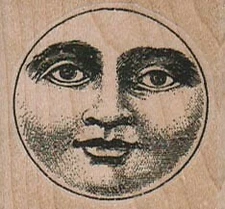 Moon Circle 1 3/4 x 1 1/2" Rubber Stamp, Celestial Stamp, Moon Stamp, Sky