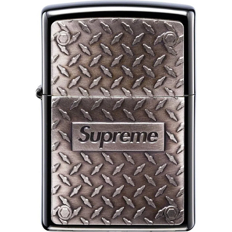 supreme diamond plate zippo silver