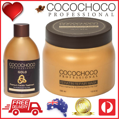    COCOCHOCO Pro GOLD Brazilian Keratin Hair Treatment 250ml + REPAIR Mask 500ml