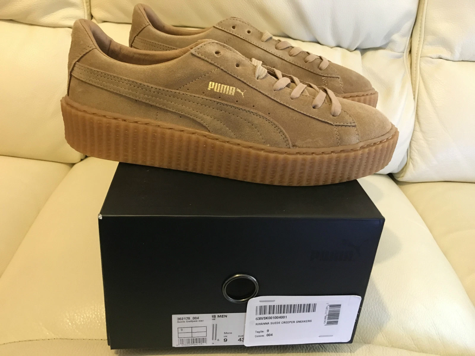 PUMA RIHANNA SCARPE DA GINNASTICA CREEPERS BEIGE FARINA D'AVENA TAGLIE UK 9 10 11 DA UOMO