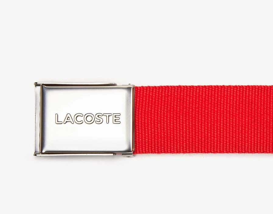 Lacoste Men's Engraved Buckle Leather Belt