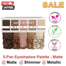 5-Pan Eyeshadow Palette -Matte, Shimmer, Metallic, Blendable, Long-Wearing,Vegan
