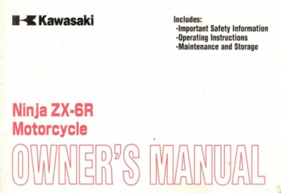 New OEM Genuine Kawasaki Owner's Manual Ninja 636 ZX-6R ZX636 2005