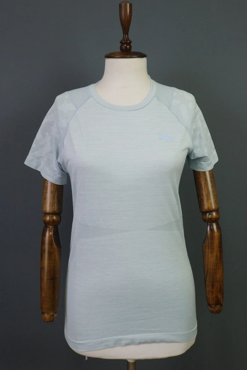 Kari Traa Blue Short Sleeve Base Layer Activewear Top Sweater