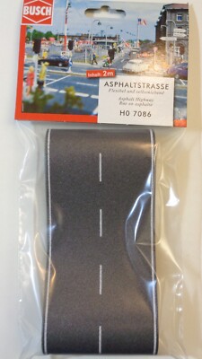 BUSCH 7086 (4,50 /m) H0 Asphaltstraße, 2m lang, 80 mm breit, Neu + OVP