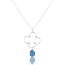 Blue Chalcedony 925 Sterling Silver 18 Inch Pendant Jewelry