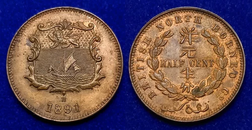 1891 North Borneo Half Cent — photo from the most recent tracked eBay sale