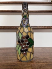 Copper Grove Stained Glass Wine Bottle - battery operated, lights up, glows