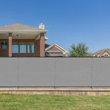 Outdoor Privacy Fence Screen Shade Cover Dog Garden Yard W/ Poles + Fabric Gray